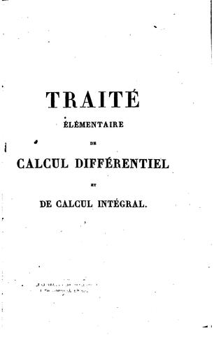 Cover for Traité élémentaire de calcul différentiel et de calcul intégral