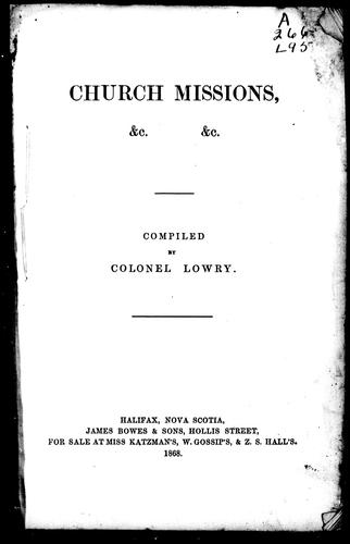Cover for Church missions, &c. &c