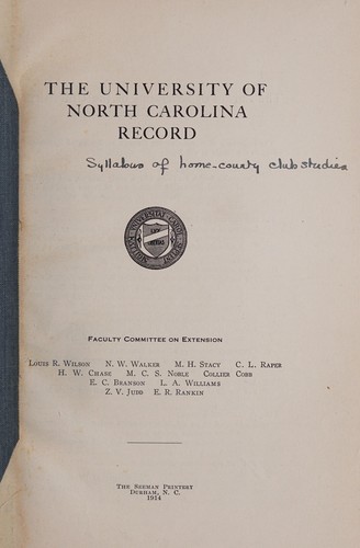 Cover for Syllabus of home-county club studies.