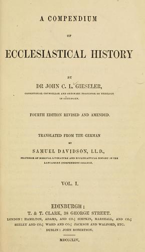 Cover for A compendium of ecclesiastical history.