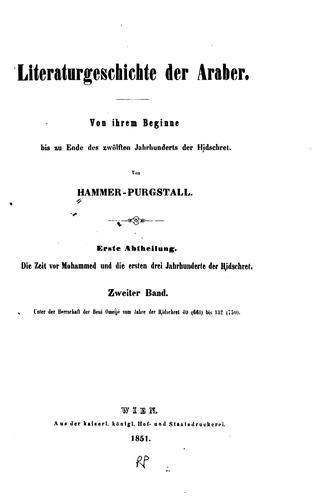 Cover for Literaturgeschichte der Araber