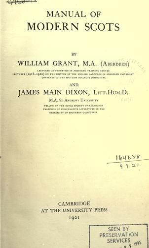 Cover for Manual of modern Scots