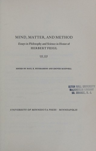 Cover for Mind, matter, and method