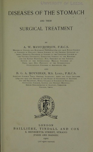 Cover for Diseases of the stomach and their surgical treatment