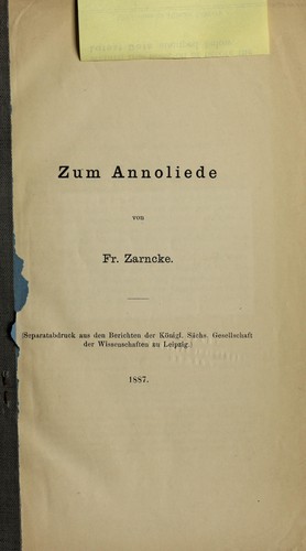 Cover for Zum Annoliede