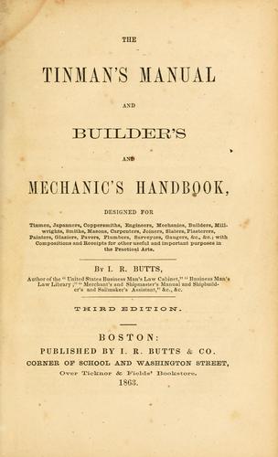 Cover for The tinman's manual, and builder's and mechanic's handbook