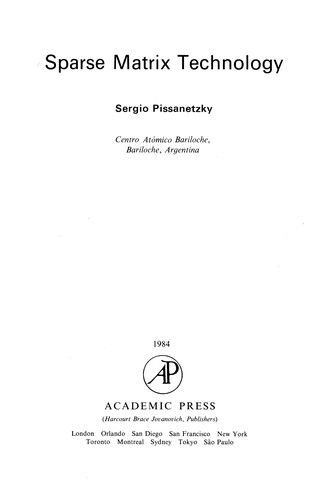 Cover for Sparse Matrix Technology