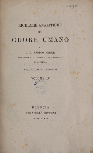 Cover for Ricerche analitiche sul cuore umano ...