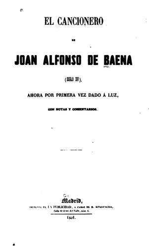 Cover for El cancionero de Juan Alfonso de Baena (siglo xv)