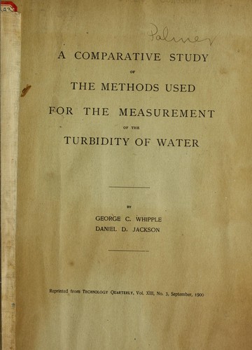 Cover for A Comparative study of the methods used for the measurement of the turbidity of water