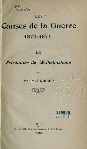 Cover for Les causes de la Guerre, 1870-1871