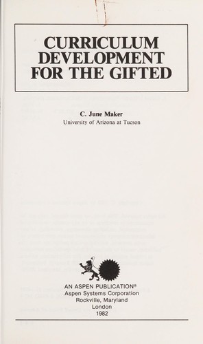 Cover for Curriculum development for the gifted