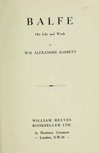 Cover for Balfe