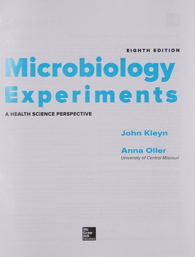 Cover for Microbiology Experiments