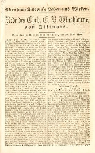 Cover for Abraham Lincoln's Leben und Wirken