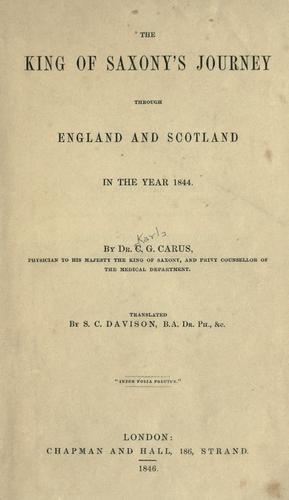 Cover for The King of Saxony's journey through England and Scotland in the year 1844