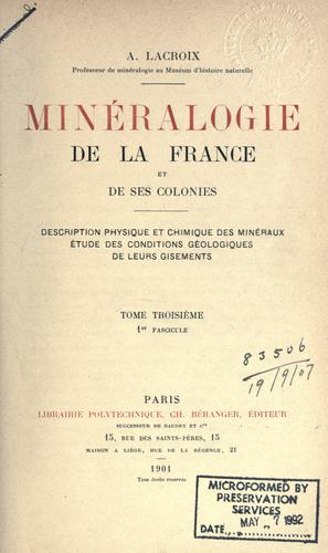 Cover for Minéralogie de la France et de ses colonies