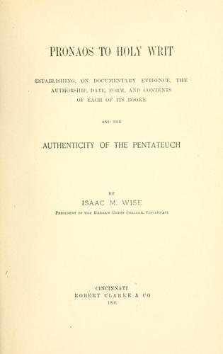 Cover for Pronaos to Holy Writ