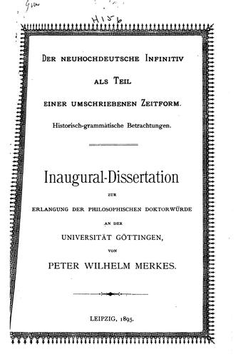 Cover for Der neuhochdeutsche Infinitiv als Teil einer Umschriebenen Zeitform.