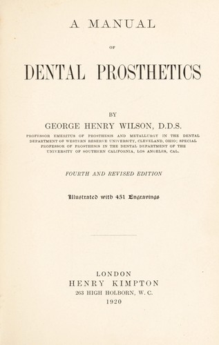 Cover for A manual of dental prosthetics