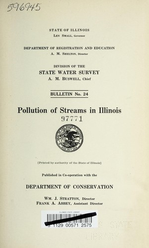 Cover for Pollution of streams in Illinois