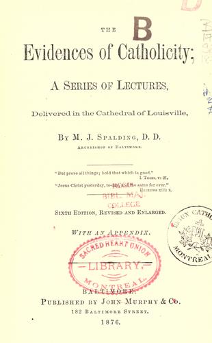 Cover for The evidences of Catholicity