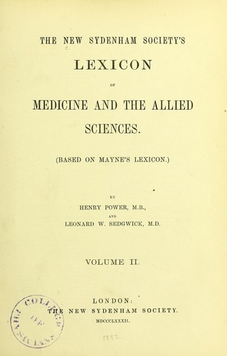 Cover for The new Sydenham society's lexicon of medicine and the allied sciences