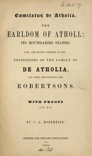 Cover for Comitatus de Atholia