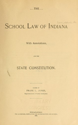 Cover for The school law of Indiana