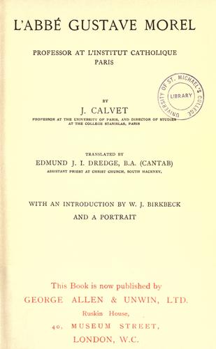 Cover for L' Abbé Gustave Morel