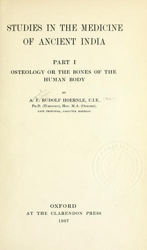 Cover for Studies in the medicine of ancient India.
