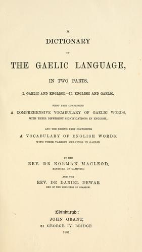 Cover for A dictionary of the Gaelic language, in two parts, I. Gaelic and English.-II. English and Gaelic