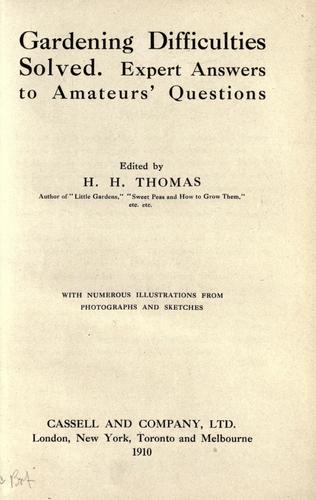 Cover for Gardening difficulties solved