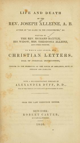 Cover for Life and death of the Rev. Joseph Alleine--