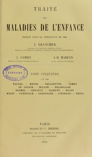 Cover for Traite des maladies de l'enfance