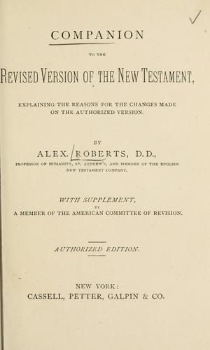 Cover for Companion to the revised version of the New Testament, explaining the reasons for the changes made on the authorized version
