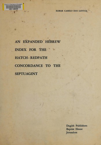 Cover for An expanded Hebrew index for the Hatch-Redpath concordance to the Septuagint