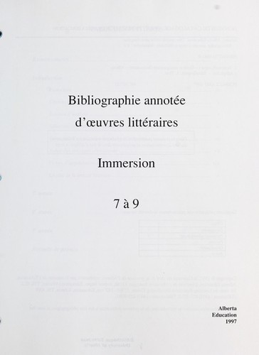 Cover for Bibliographie annotée d'oeuvres littéraires