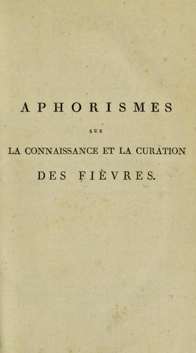 Cover for Aphorismes sur la connaissance et la curation des fi©·vres