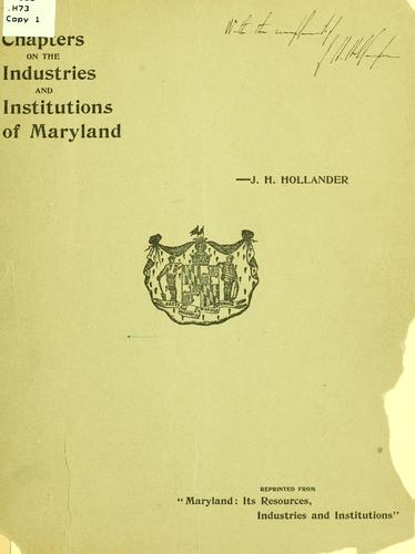 Cover for Chapters on the industries and institutions of Maryland.