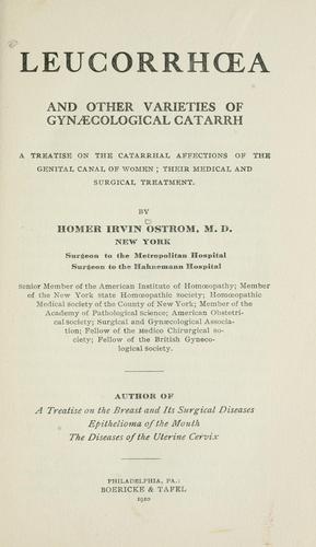 Cover for Leucorrhoea and other varieties of gynaecological catarrh