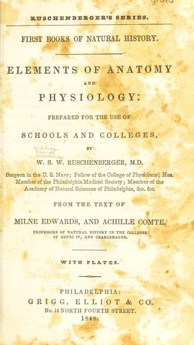 Cover for First books of natural history. Elements of anatomy and physiology: prepared for the use of schools and colleges