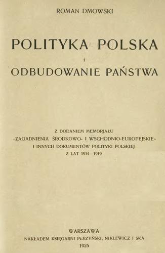 Cover for Polityka polska i odbudowanie państwa