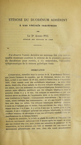 Cover for Sténose du duodénum adhérent à une vésicule cancéreuse