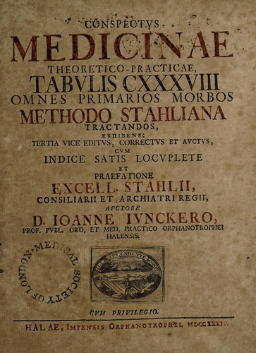 Cover for Conspectus medicinae theoretico-practicae