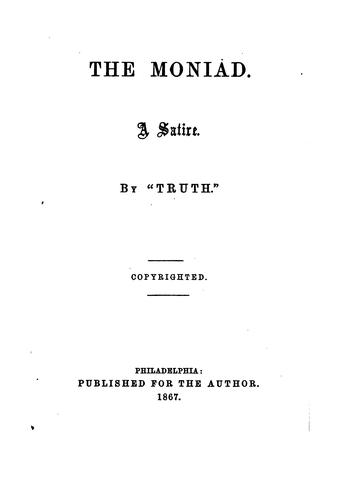 Cover for The Moniad: A Satire
