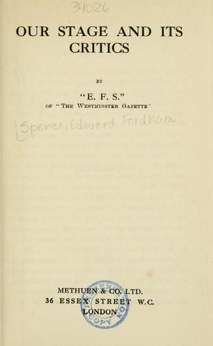 Cover for Our stage and its critics