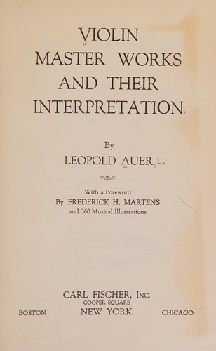 Cover for Violin master works and their interpretation