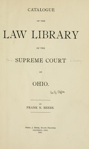 Cover for Catalogue of the law library of the Supreme Court of Ohio