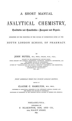 Cover for A short manual of analytical chemistry, qualitative and quantitative,--inorganic and organic